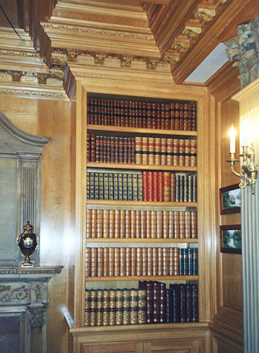 leather bound books in a library in New Jersey
